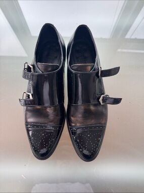 Women's Black Double Monk Strap Loafers
